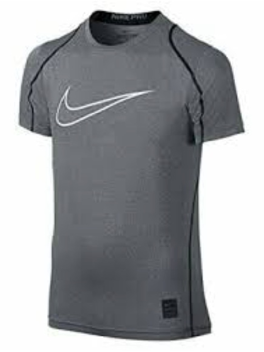 Nike Gray Short-Sleeve Swim Rash Guard with White Swoosh
